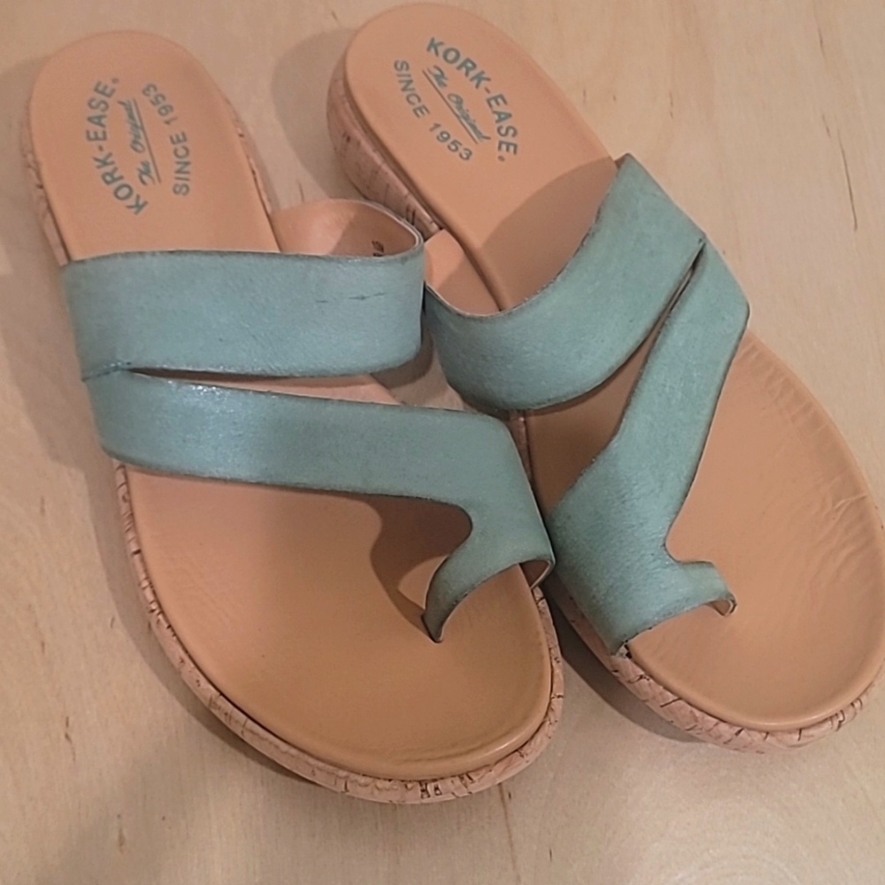 Kork-Ease Women's Aqua Leather Slide Sandals